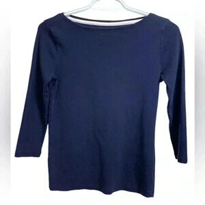 Talbots Petite 100% Pima Cotton, Boat Neck, 3/4  Sleeve Top
